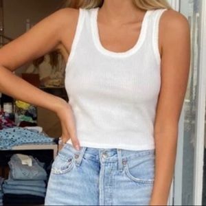 Ribbed cropped white tank top
